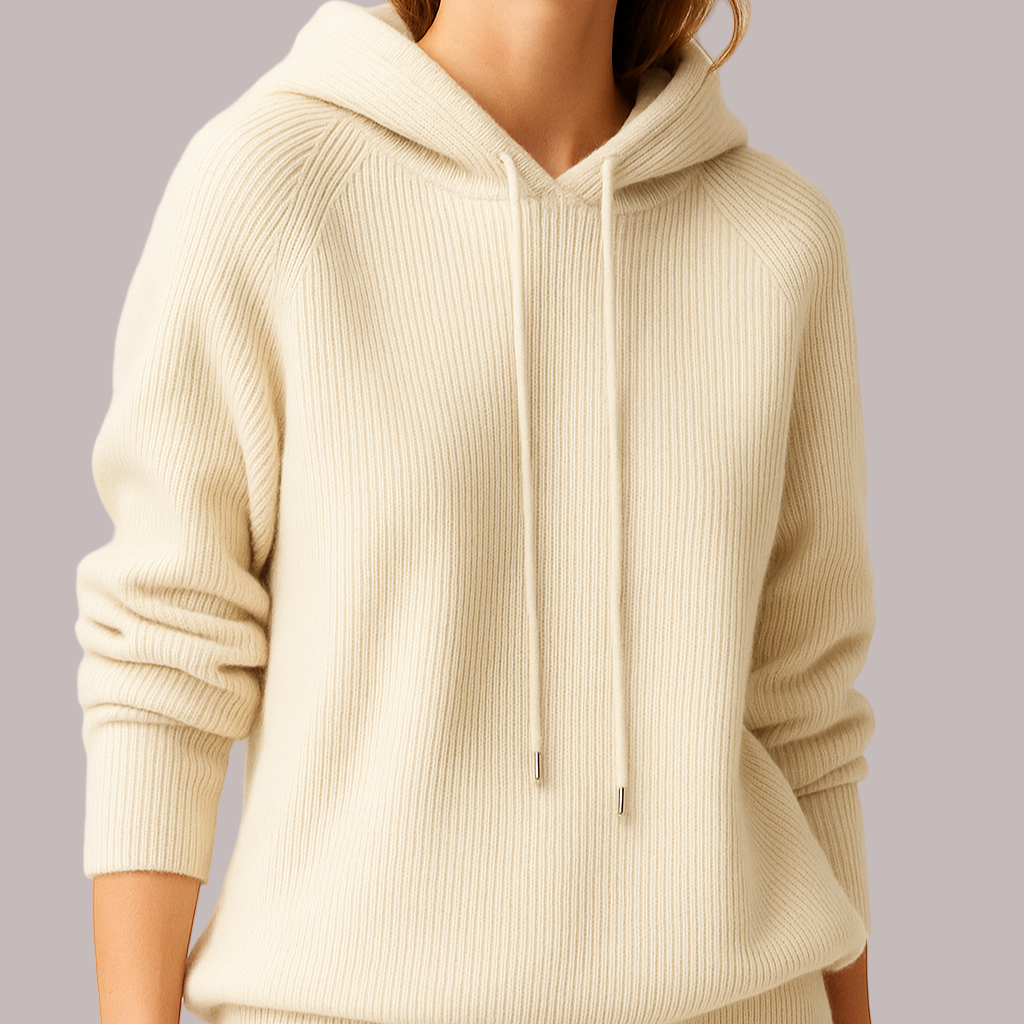 Donna - Felpa con cappuccio dal taglio rilassato - Maglia a coste