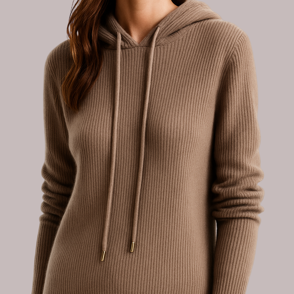 Donna - Felpa con cappuccio dal taglio rilassato - Maglia a coste