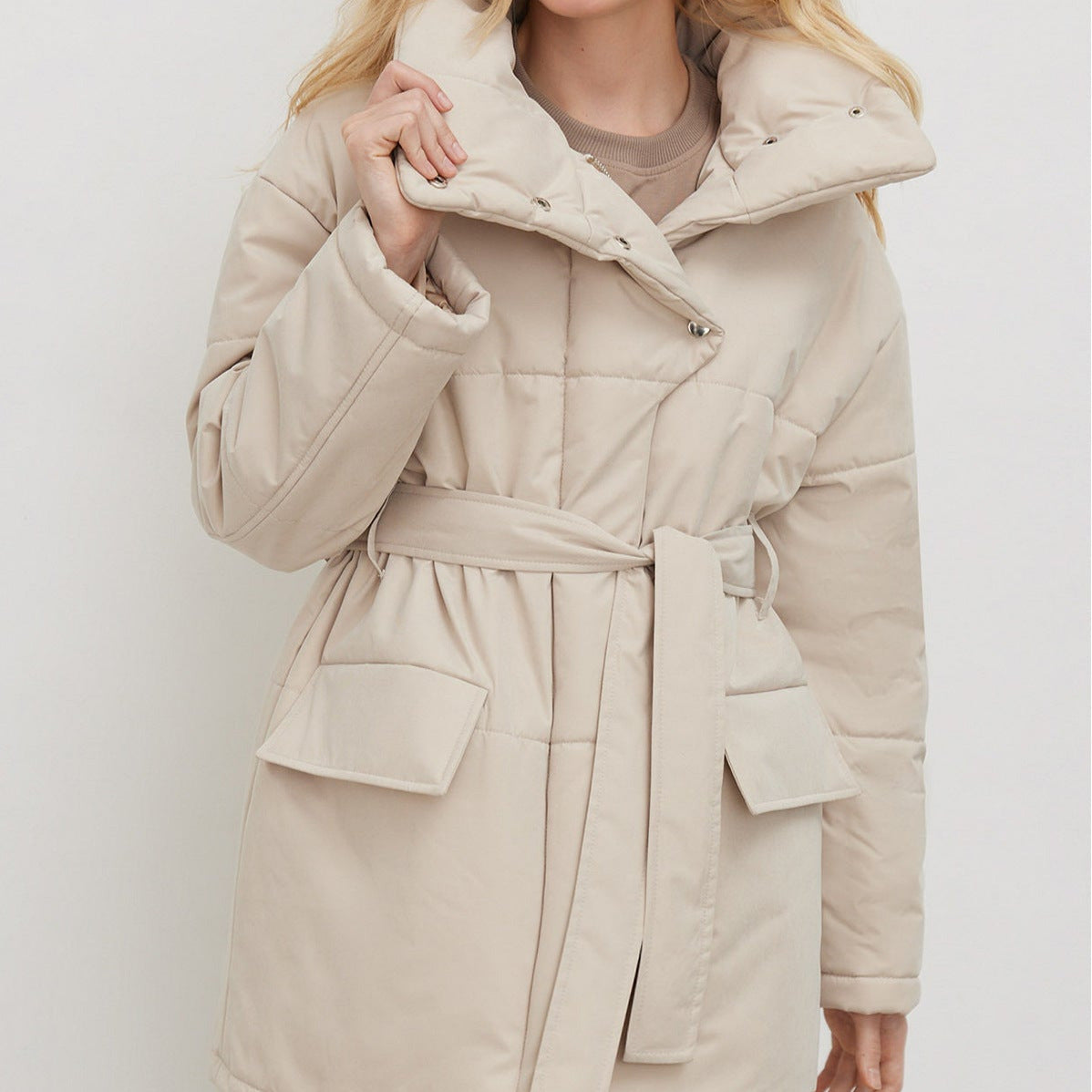 Donna - Giacca trapuntata in cotone - Oversize e con cintura
