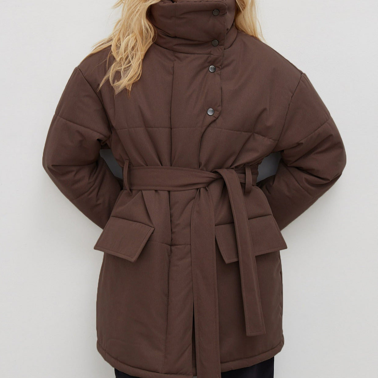 Donna - Giacca trapuntata in cotone - Oversize e con cintura