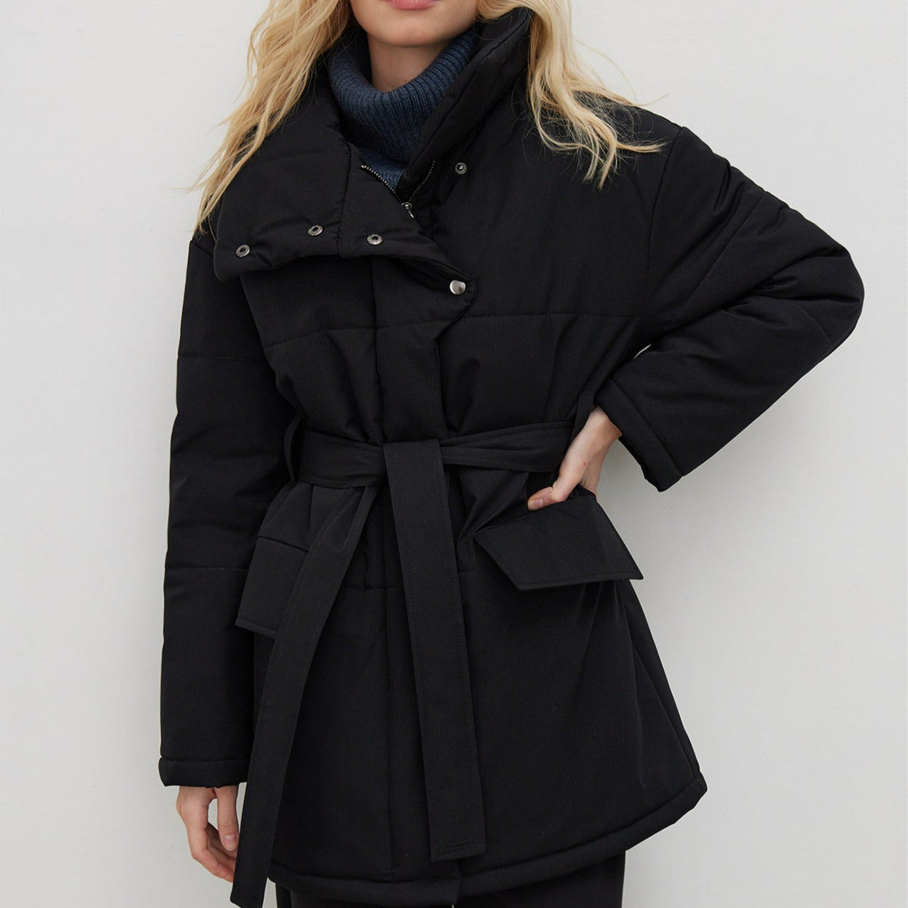 Donna - Giacca trapuntata in cotone - Oversize e con cintura
