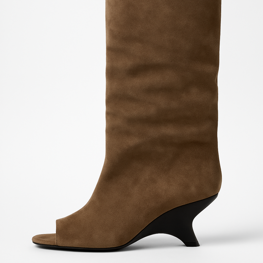 Donna - Stivali al ginocchio con zeppa - Stile slouchy
