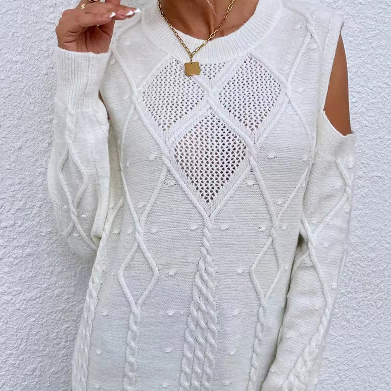 Donna - Maglia a spalla scoperta dal taglio ampio - Miscela di lana