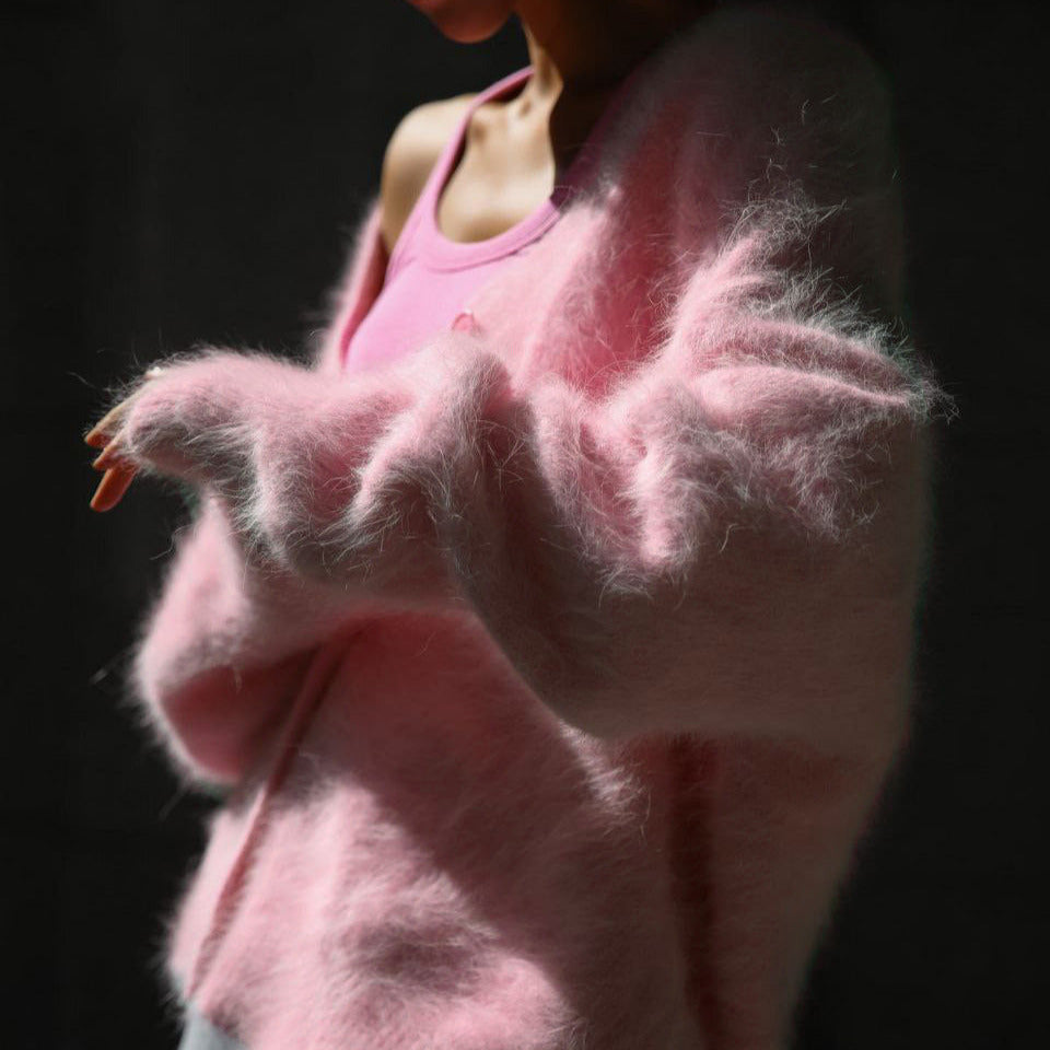 Donna - Cardigan lavorato a maglia con scollo a V - Vestibilità rilassata