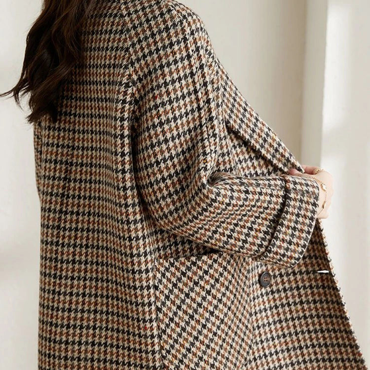 Donna - Blazer lungo classico a quadri - Stile autunnale