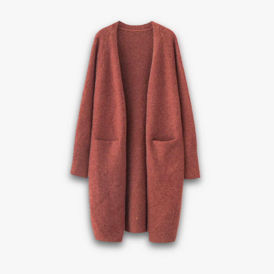 Donna - Cappotto cardigan lungo - Stile maglia accogliente