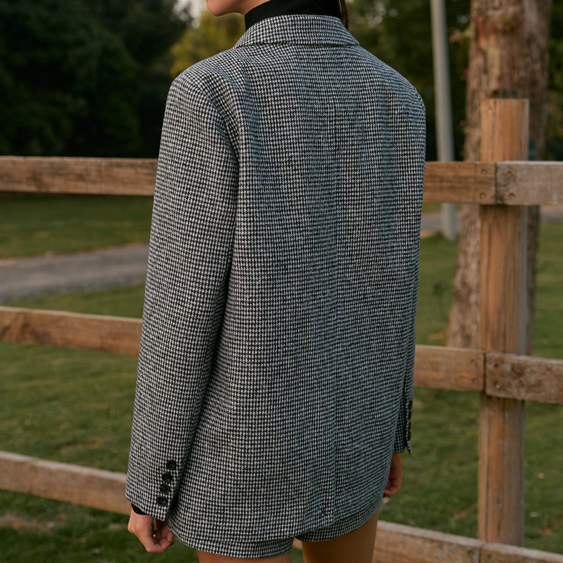 Donna - Blazer doppiopetto in tweed - Modello pied-de-poule