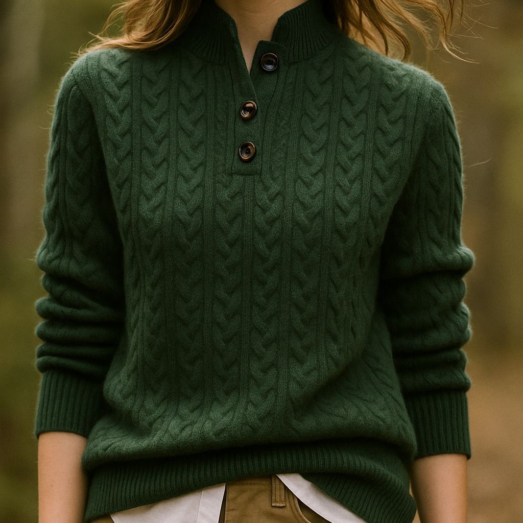 Donna - Felpa Pullover in maglia a cavi - Collo a imbuto