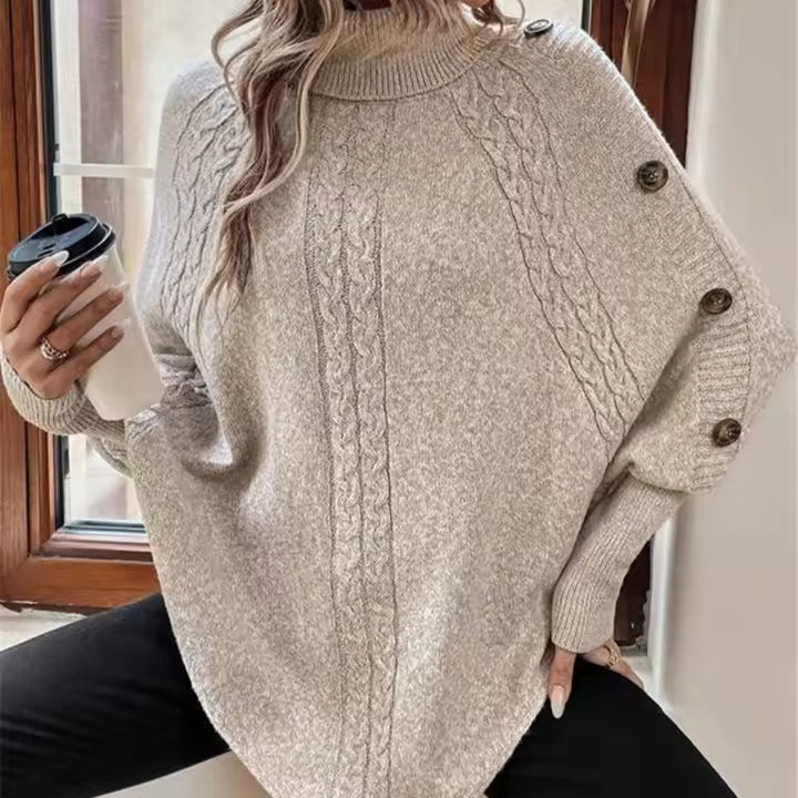 Donna - Maglione dolcevita oversize in misto lana