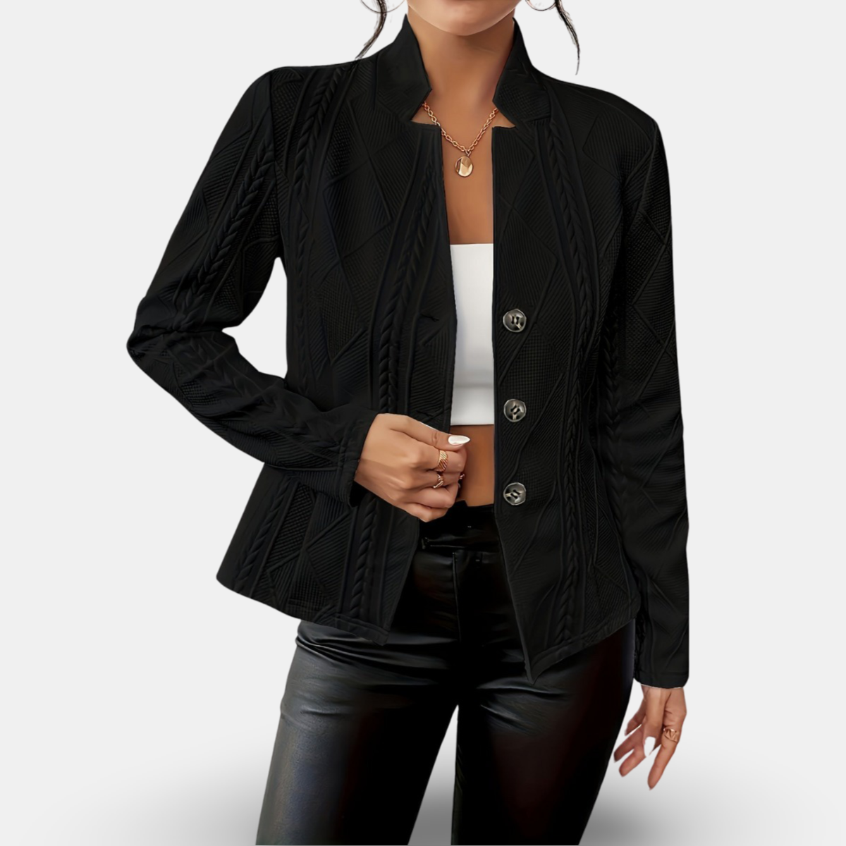 Donna - Blazer geometrico testurizzato - Taglio sartoriale
