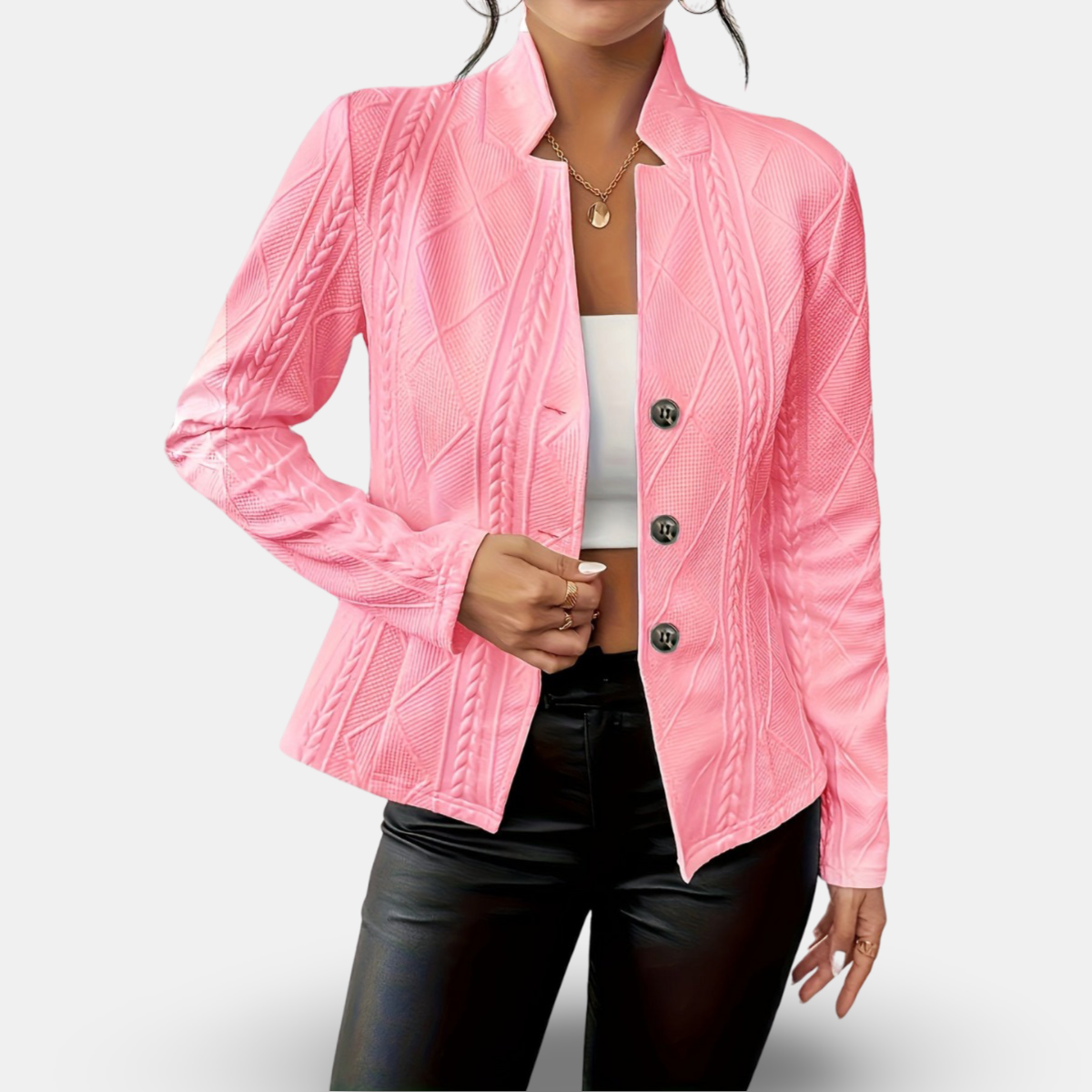 Donna - Blazer geometrico testurizzato - Taglio sartoriale