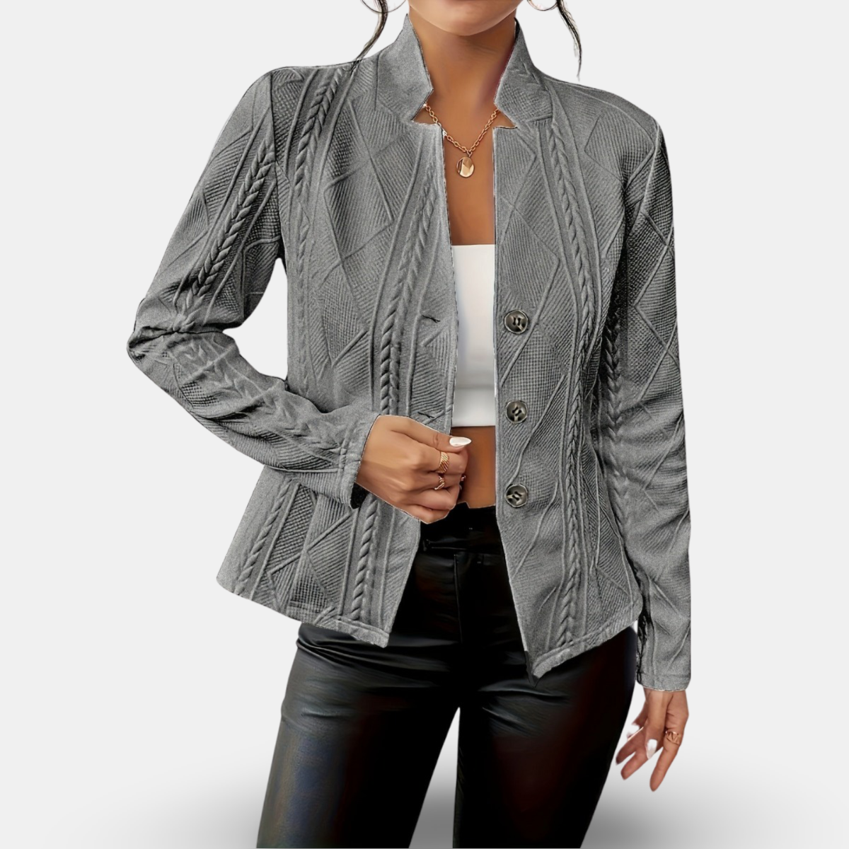 Donna - Blazer geometrico testurizzato - Taglio sartoriale