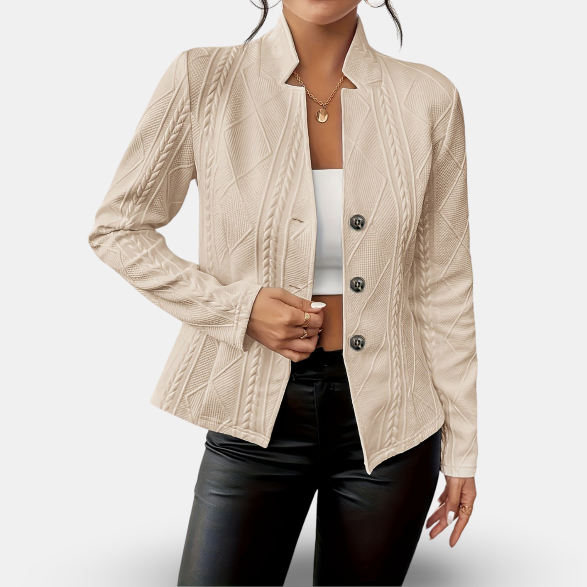 Donna - Blazer geometrico testurizzato - Taglio sartoriale