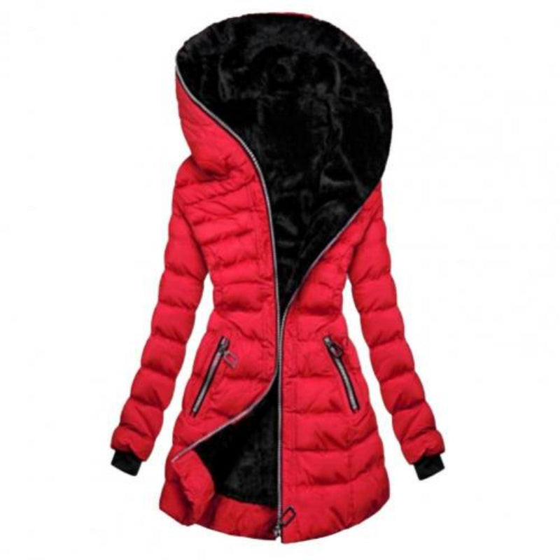 Donna - Giacca con cappuccio e zip lunga - Cappotto imbottito