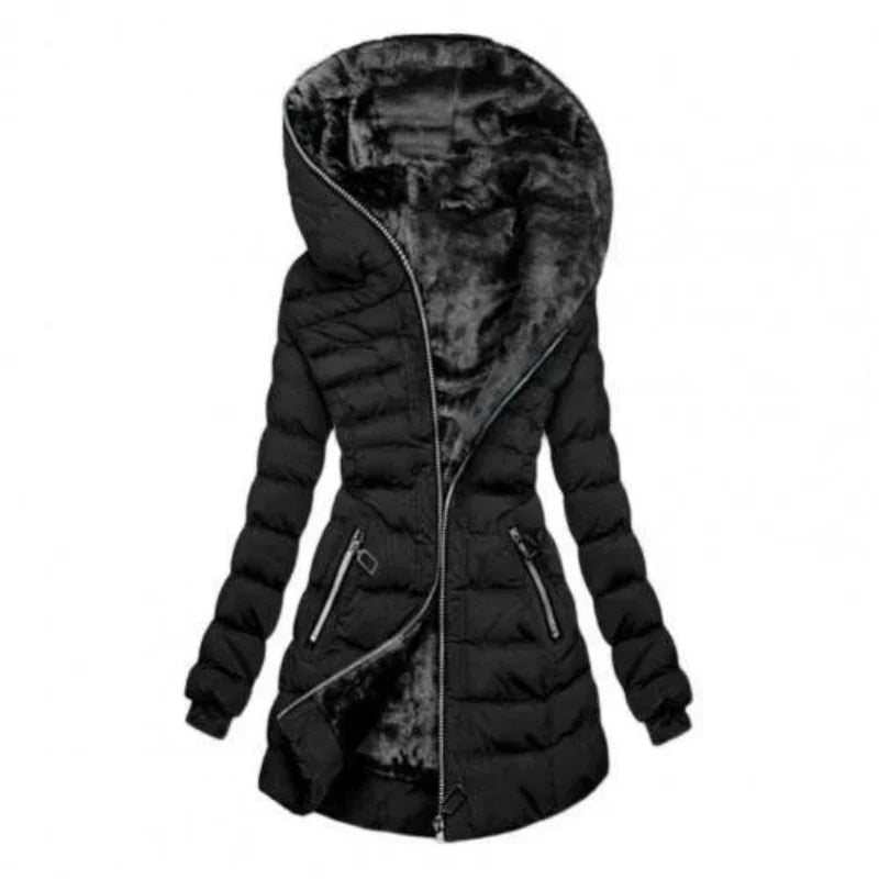 Donna - Giacca con cappuccio e zip lunga - Cappotto imbottito