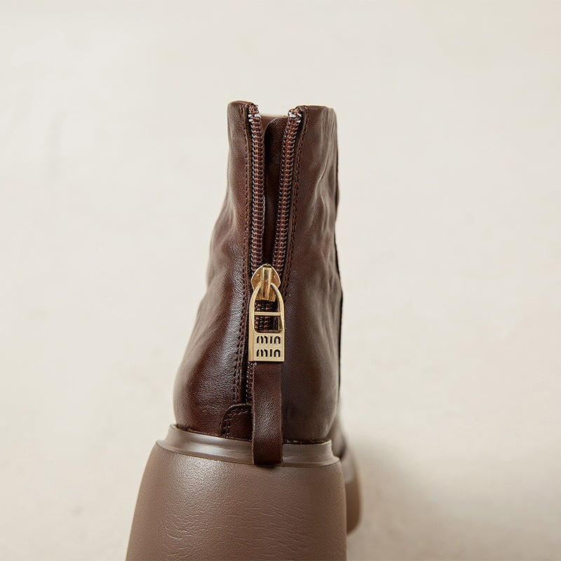 Donna - Stivali con plateau in pelle bovina - Chiusura con zip