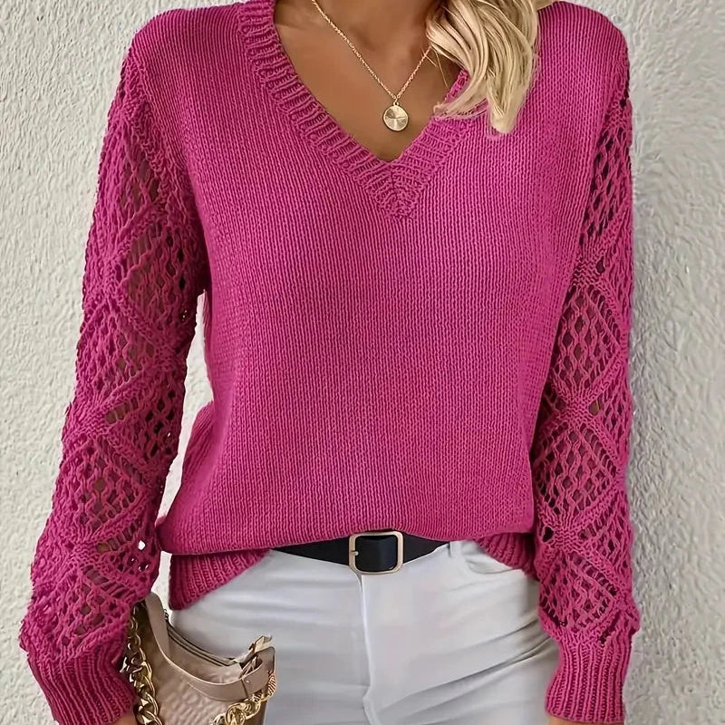 Donna - Maglia con scollo a V - Tessuto misto acrilico