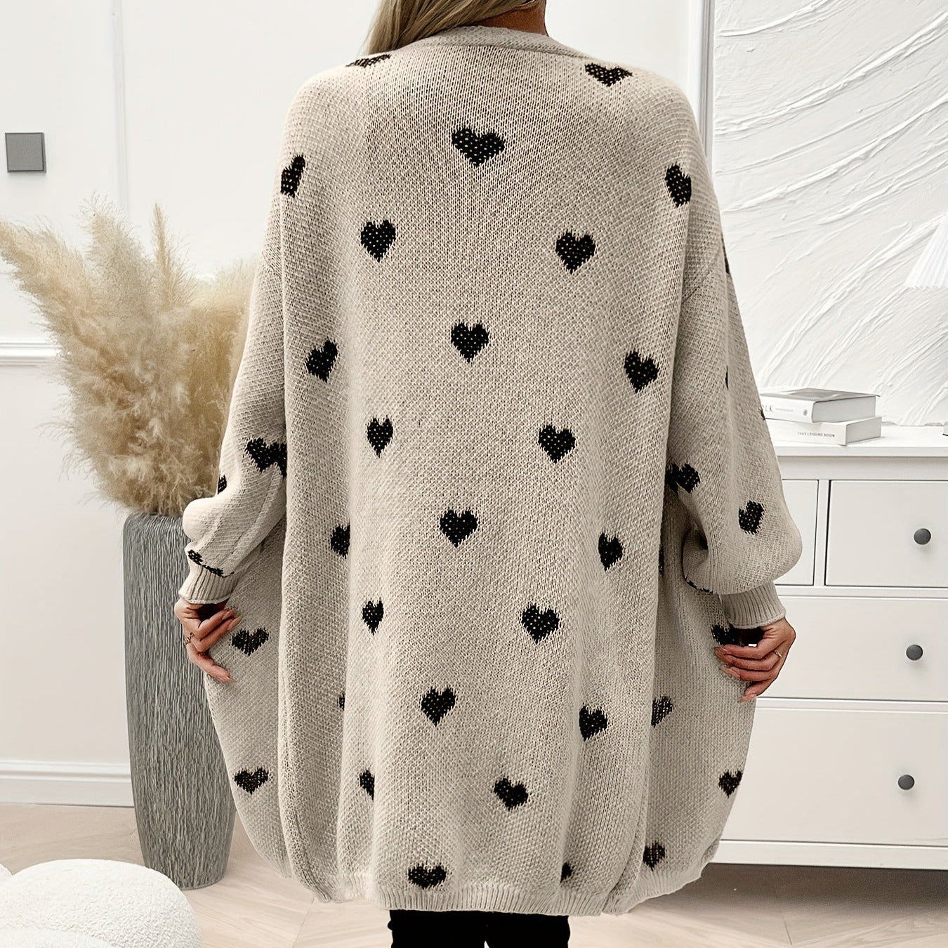 Donna - Cardigan con motivo a cuore - Manica lunga