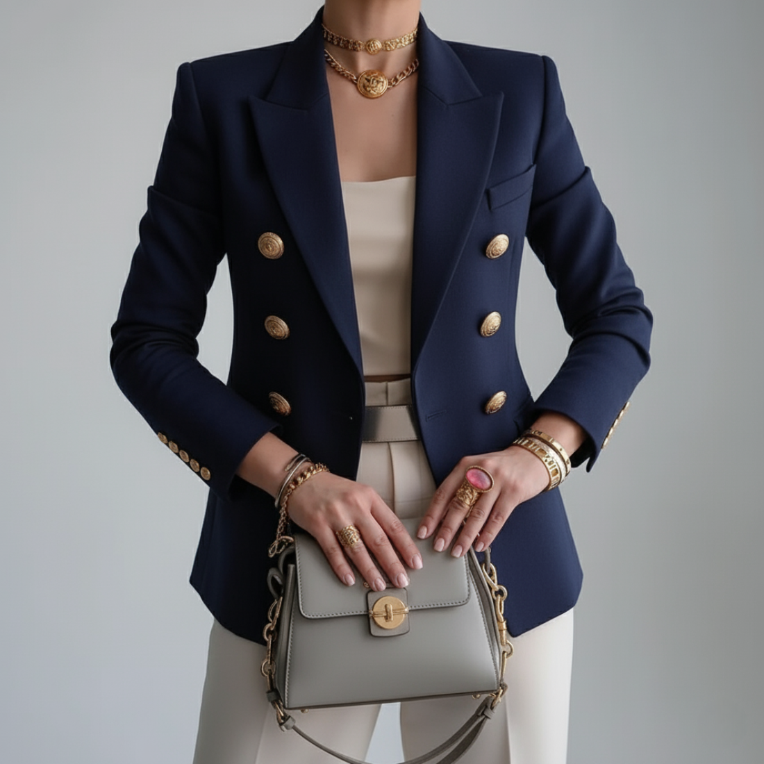 Donna - Giacca blazer doppiopetto alla moda