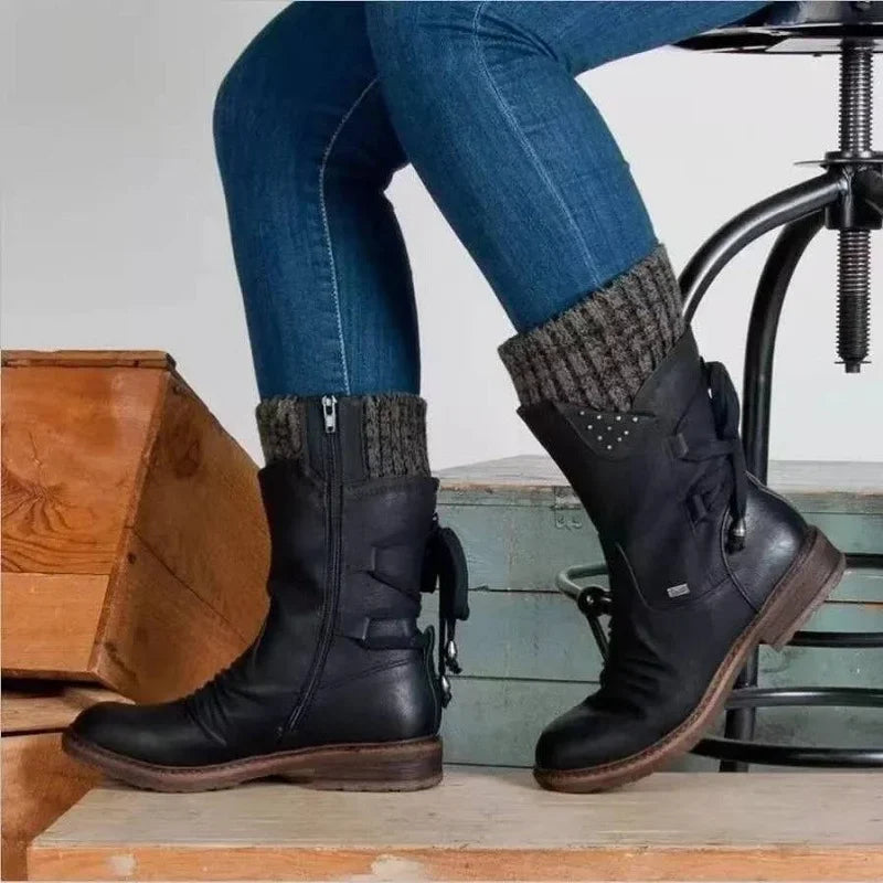 Donna - Stivaletti invernali con lacci - Eleganti e caldi