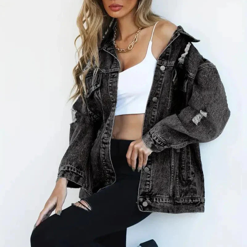 Donna - Giacca di jeans oversize - Stile casual chic - Moda versatile