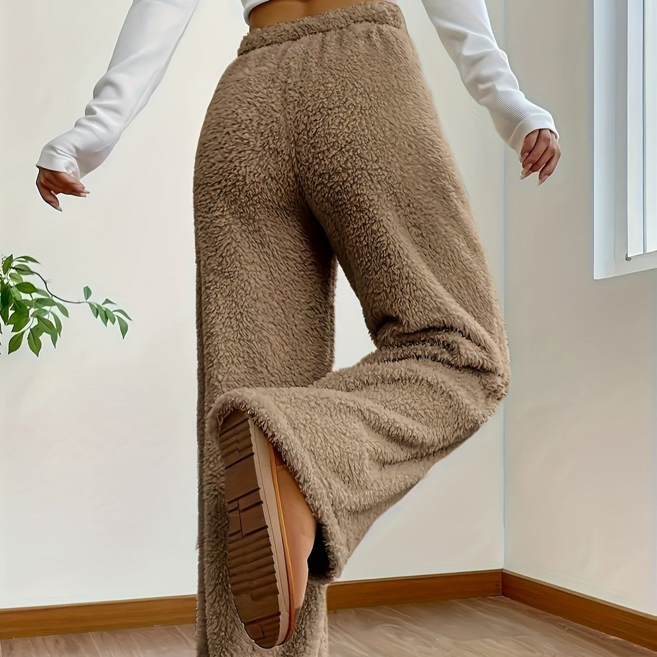 Donna - Pantaloni morbidi in sherpa Teddy - Stile accogliente