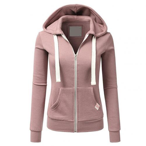 Donna - Felpa aderente con cappuccio e zip - Stile accogliente