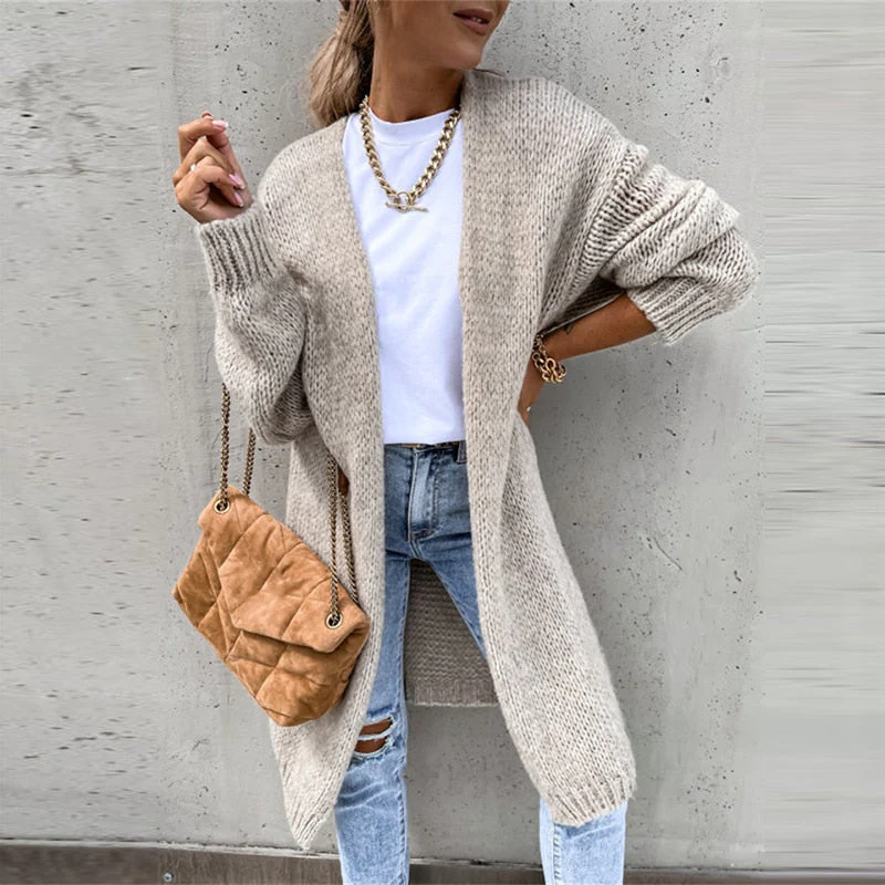 Donna - Cardigan aperto in maglia - Miscela di lana