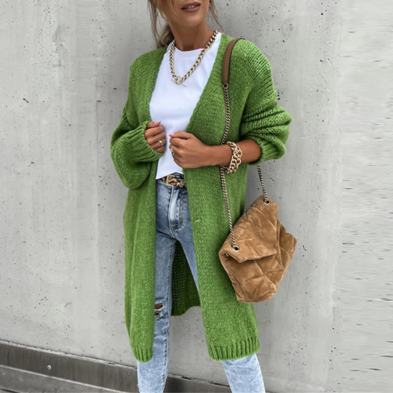 Donna - Cardigan aperto in maglia - Miscela di lana