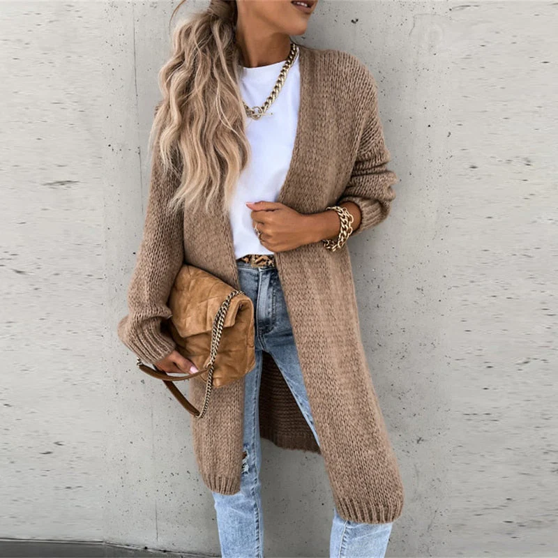 Donna - Cardigan aperto in maglia - Miscela di lana
