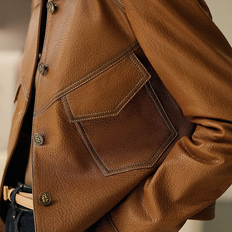 Donna - Giacca marrone a maniche lunghe - Design alla moda