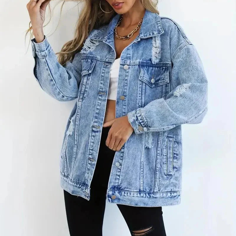 Donna - Giacca di jeans oversize - Stile casual chic - Moda versatile