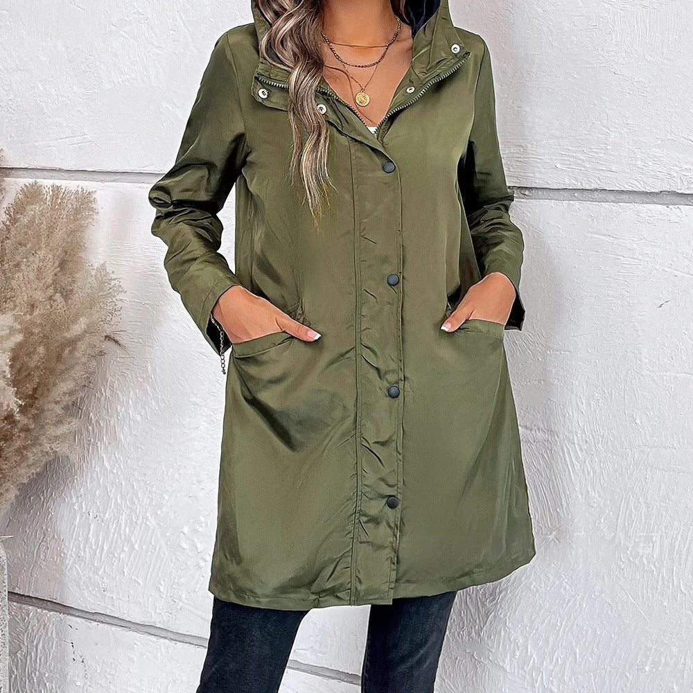 Donna - Giacca lunga autunnale - Collo alto