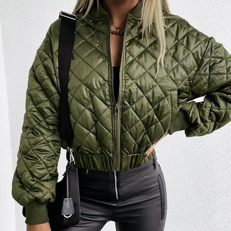 Donna - Bomber trapuntato cropped - Elegante e accogliente