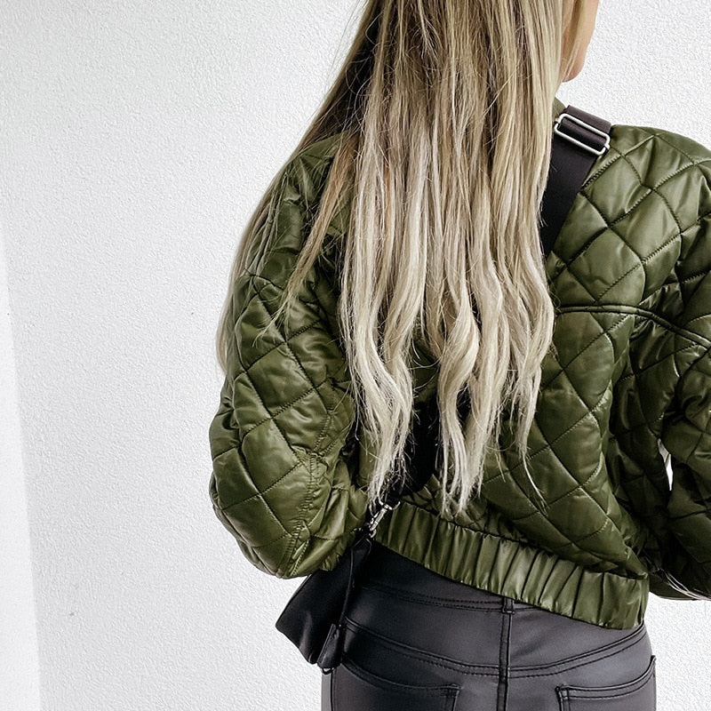 Donna - Bomber trapuntato cropped - Elegante e accogliente