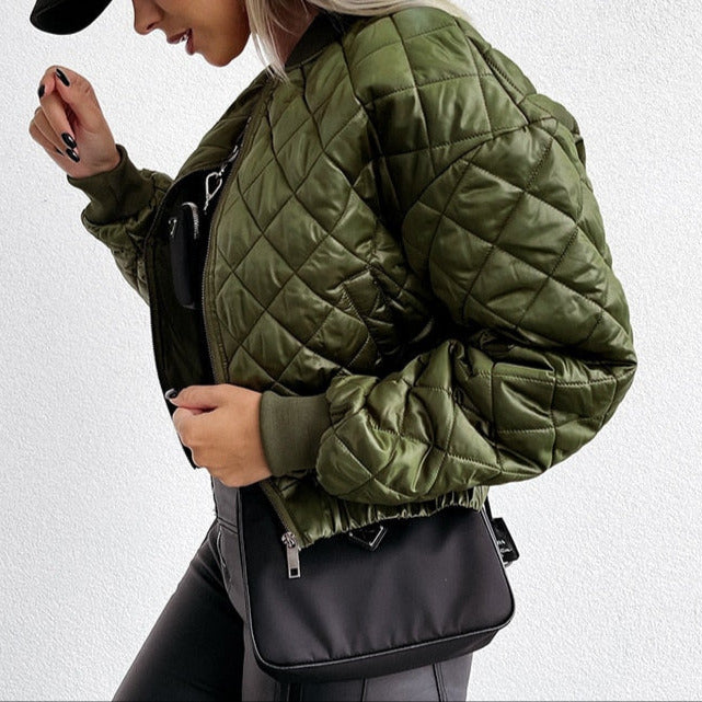 Donna - Bomber trapuntato cropped - Elegante e accogliente