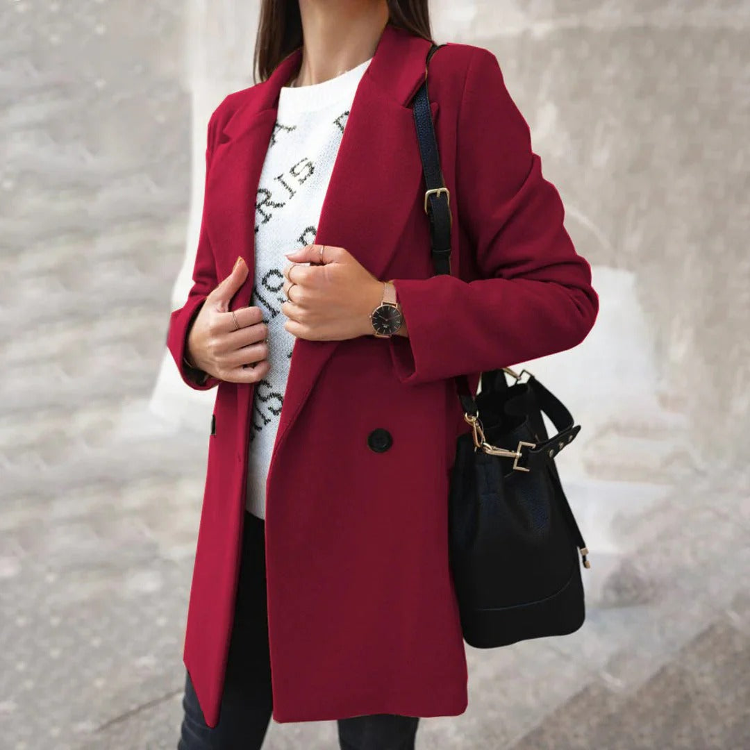 Donna - Cappotto classico di media lunghezza - Miscela di lana