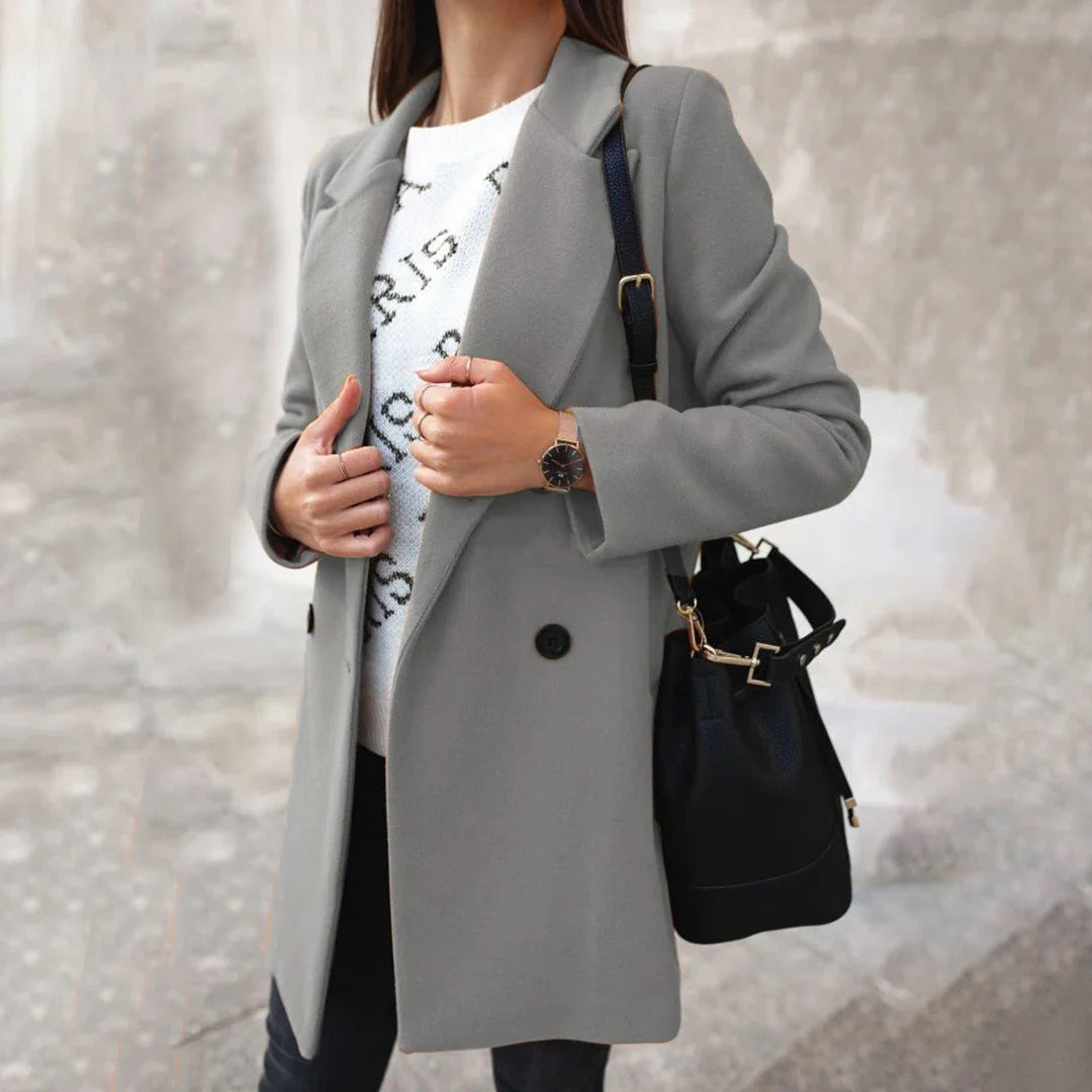 Donna - Cappotto classico di media lunghezza - Miscela di lana