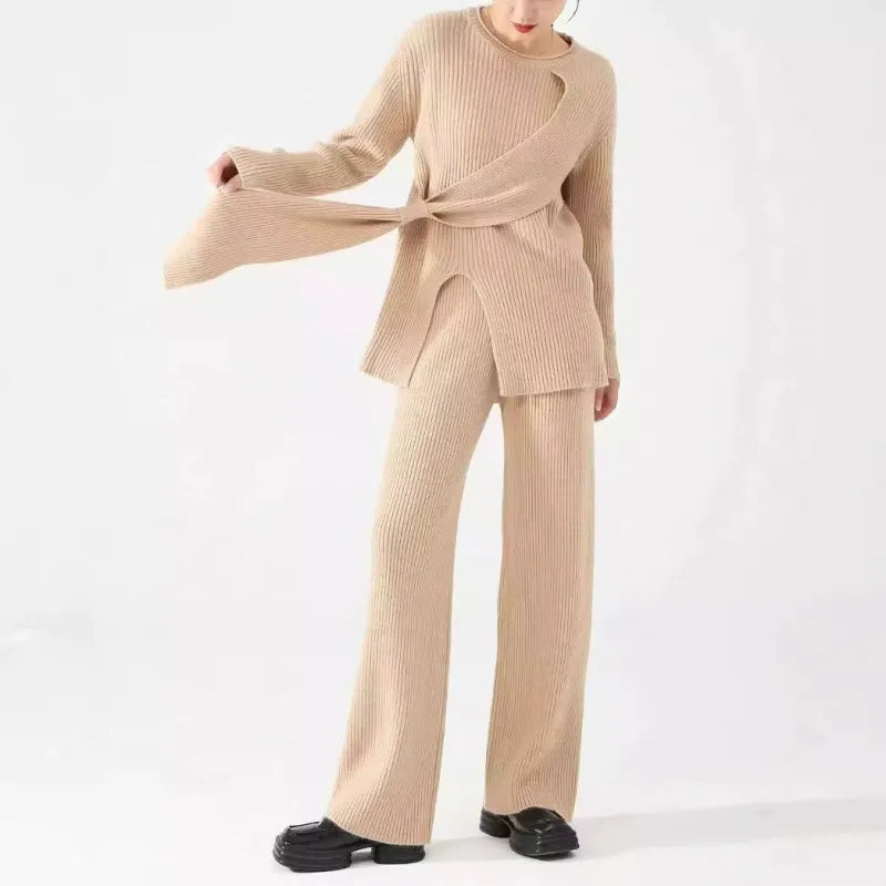 Donna - Set due pezzi in maglia - Maglione e pantaloni morbidi