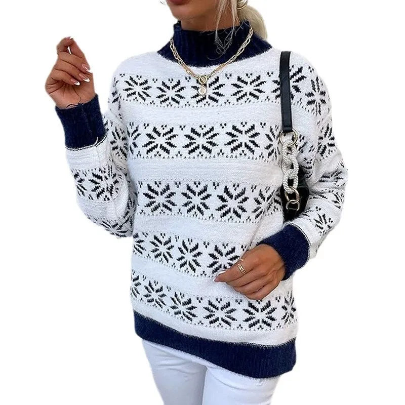 Donna - Maglione in maglia con design a fiocco di neve - Miscela di lana