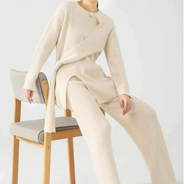 Donna - Set due pezzi in maglia - Maglione e pantaloni morbidi