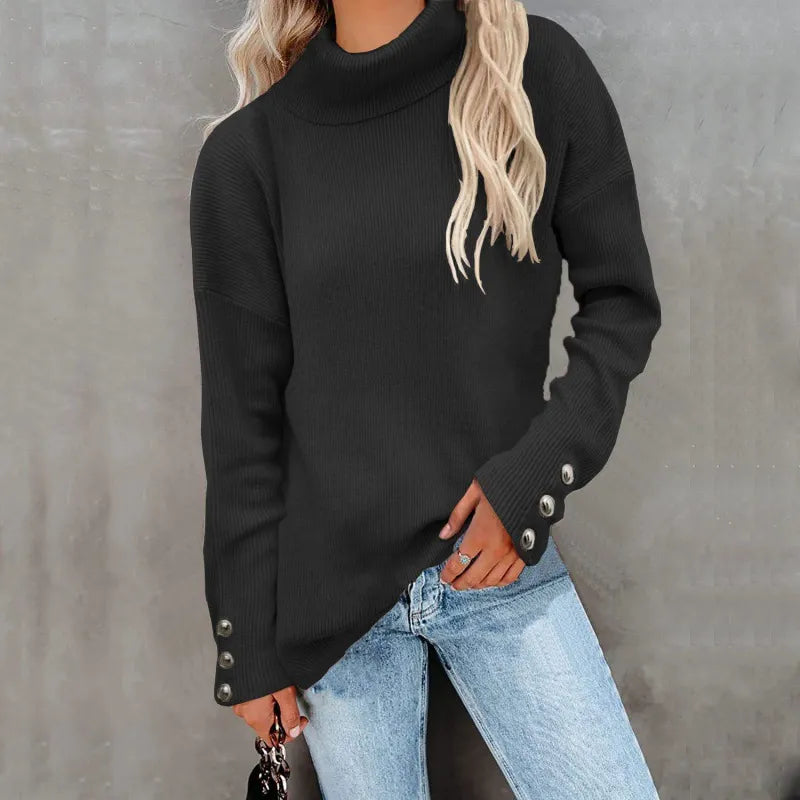 Donna - Pullover dolcevita a coste - Fuori misura