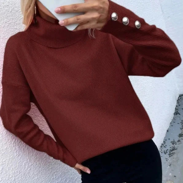 Donna - Pullover dolcevita a coste - Fuori misura