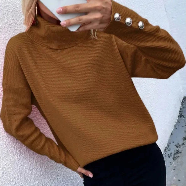 Donna - Pullover dolcevita a coste - Fuori misura