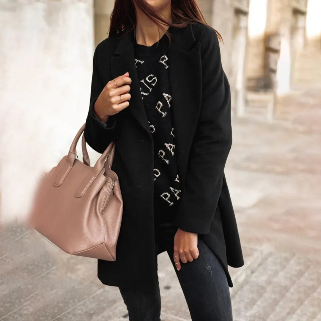 Donna - Cappotto classico di media lunghezza - Miscela di lana