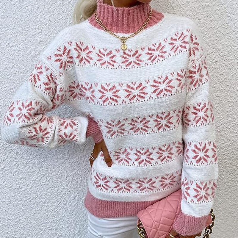 Donna - Maglione in maglia con design a fiocco di neve - Miscela di lana