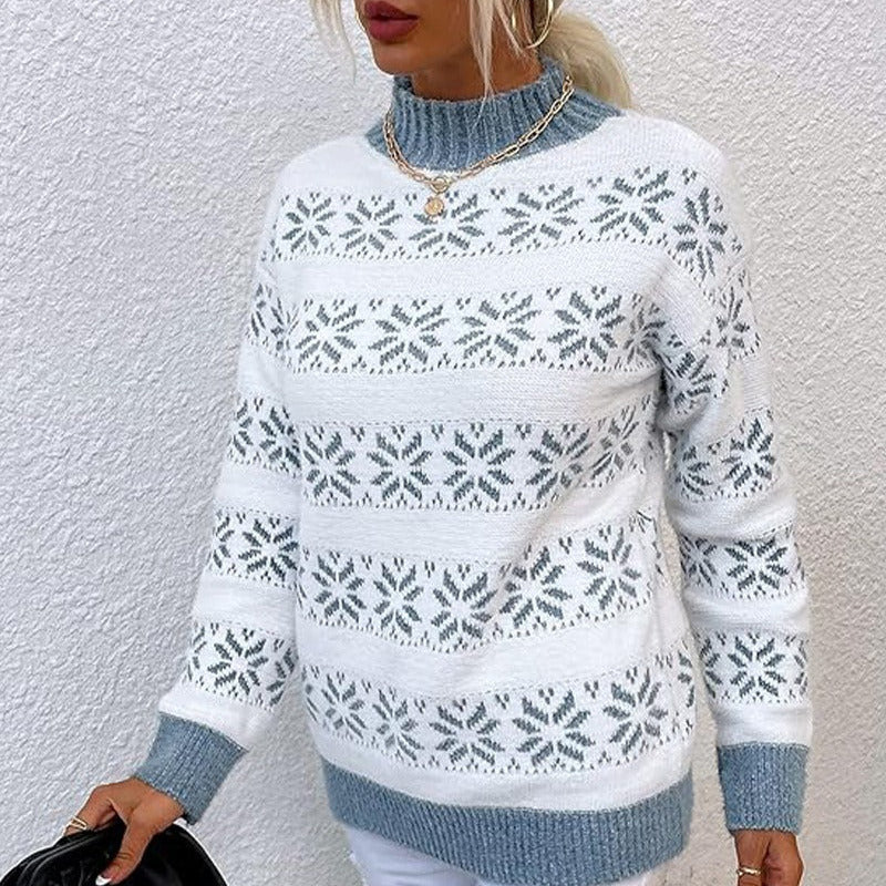 Donna - Maglione in maglia con design a fiocco di neve - Miscela di lana