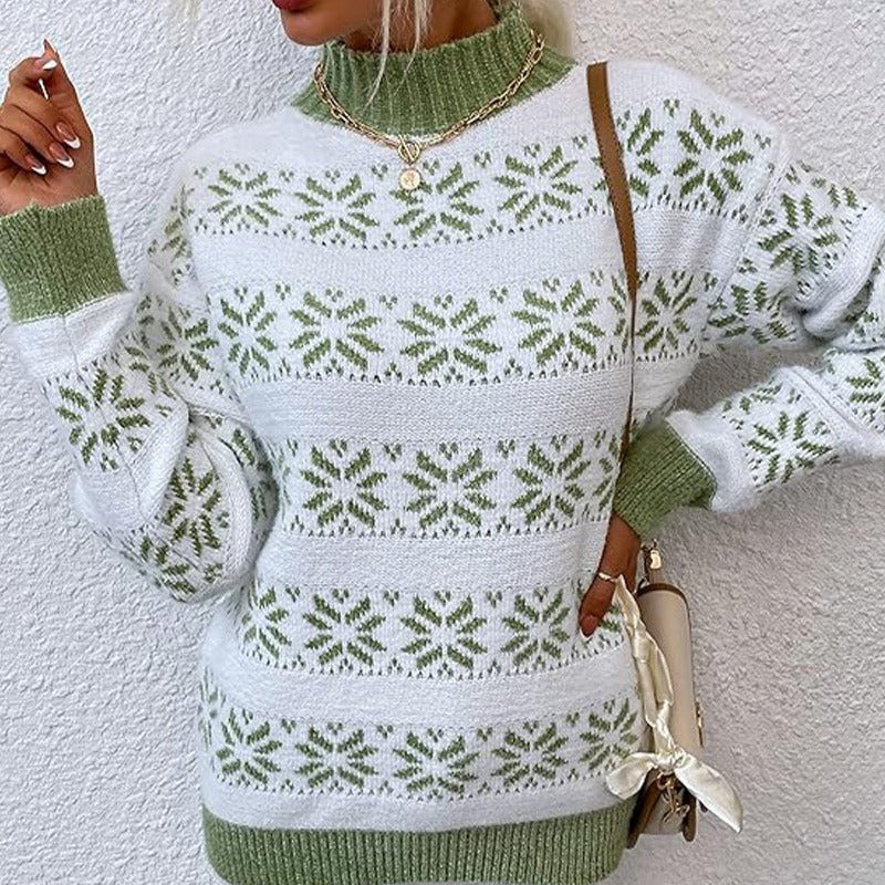 Donna - Maglione in maglia con design a fiocco di neve - Miscela di lana