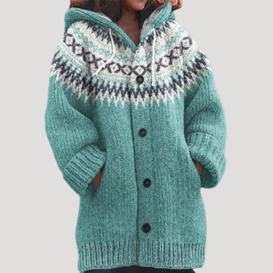 Donna - Cardigan a maglia grossa - Stile Fair Isle