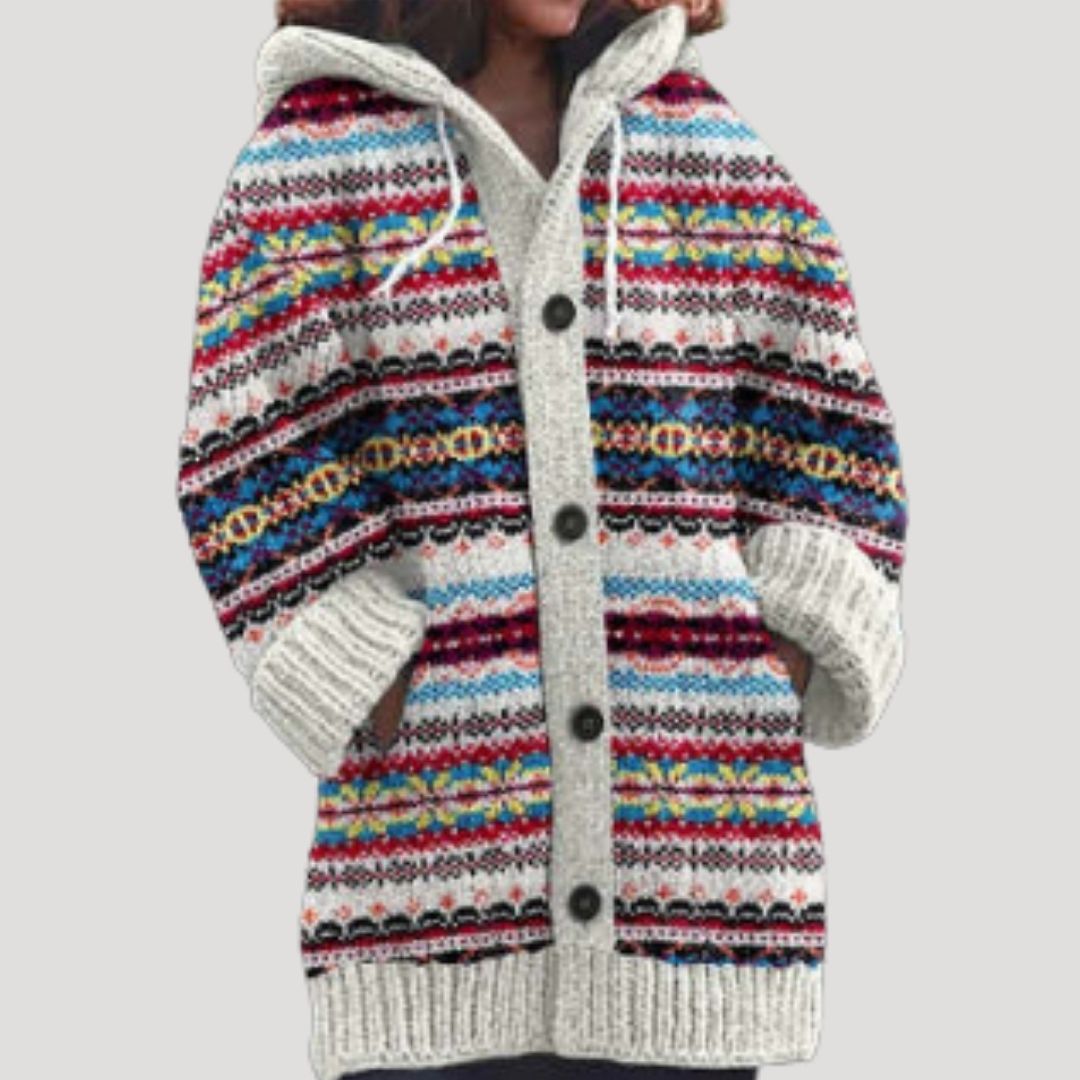 Donna - Cardigan a maglia grossa - Stile Fair Isle